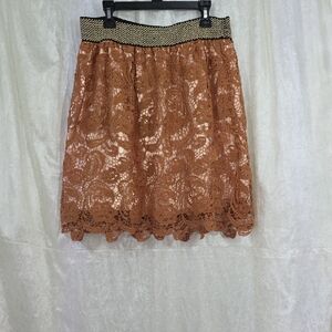 Umgee  Satin Lace Mini Skirt Fairy Feminine Chic Fall Size M/L